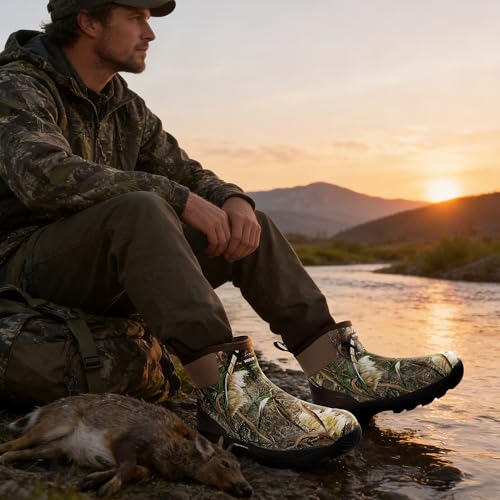 WOVENPAK Waterproof Garden Shoes Rain Boots for Men, Ankle Rubber Work Boots, Insulated Outdoor Mud Boot for Gardening, Hunting, Farming, Camping and Yard, Size 6-13 - image 2