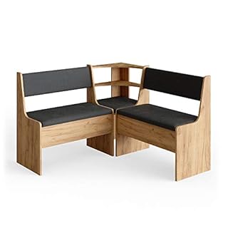 Vicco Dining room corner bench Roman, Gold power oak/Anthracite, 120 x 120 cm