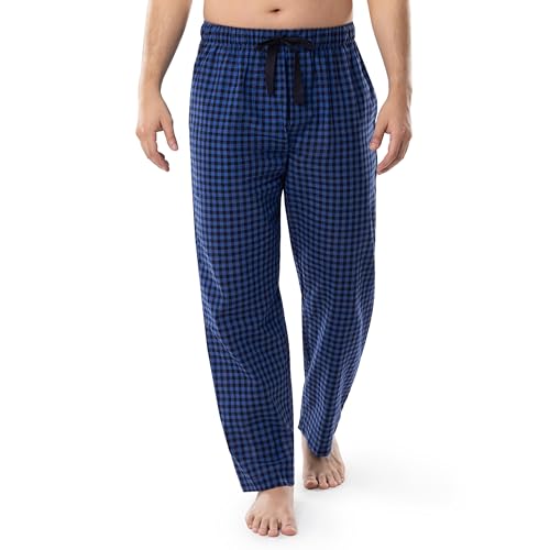 Fruit of the Loom Men's Broadcloth Woven Sleep Pajama Pant Bottom, Blue Plaid/White, XL - Image 5