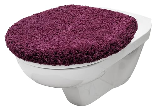 Brandsseller Housse d'abattant de WC - 38 x 48 cm - Découpe en microfibre douce - Pour un confort optimal et un style - Violet