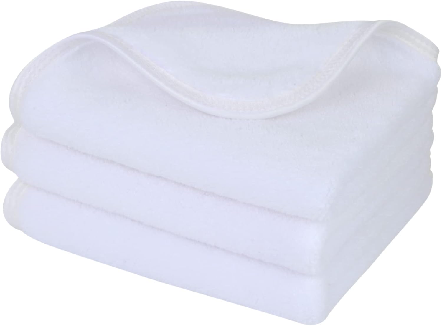 SINLAND Microfiber Face Cloths Reusable Makeup Remover Washcloths Super Soft and Absorbent Fingertip Face Towels for Sensitive Skin Women 12 x 12 Inch 3 Pack White