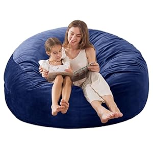 EDUJIN Large Bean Bag Chair, Memory Foam Bean Bag Chairs for Adults with Filler Included, Ultra Soft Dutch Velvet Fabric, Bean Bag for Living Room – 4 Foot, Cobalt