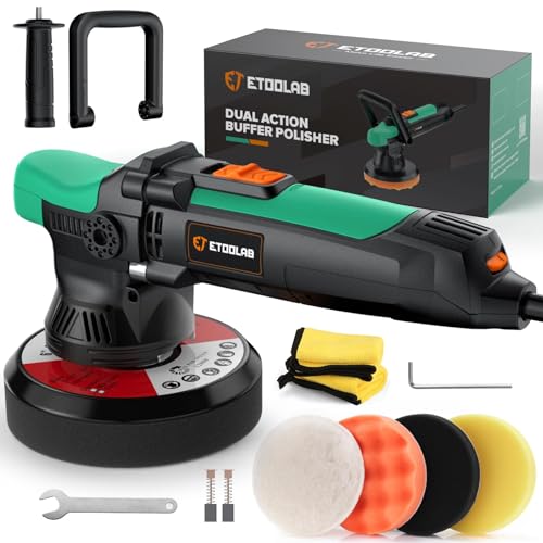 Car Buffer Polisher Kit, ETOOLAB 6 Inch Dual Action Polisher with 6 Variable Speeds,12MM Orbital Buffer Polisher, Orbital Buffer Polisher for Car Detailing, Waxing, Scratch Removing