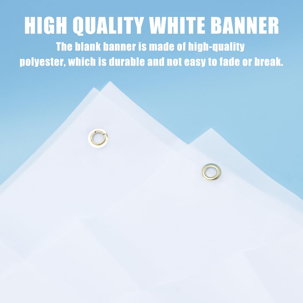 Set van 2 blanco banners, 120 x 60 cm groot, wit polyester, lege