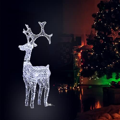 garden mile® Light Up Large Standing Crystal Reindeer Static Rope Light Silhouette Pre-Lit with LED Lights Waterproof Indoor Or Outdoor Christmas Decoration Xmas Lights Festive Lighting
