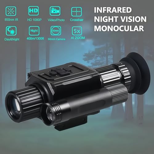 Suzlazyr Visore Notturno Digitale NK008 Per La Caccia, Mirino A Infrarossi, Fotocamera Monoculare Zoom 5X Con Reticolo Registrazione Video Hd 1080P - 3