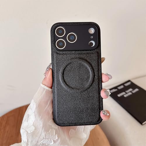 Étui de téléphone magnétique en cuir pour iPhone 12 Pro Max noir au design haut de gamme élégant
