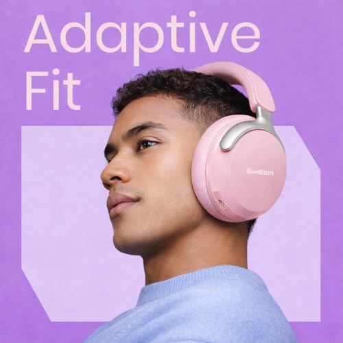 Image of GameSir Bass Wireless Headphones with Bluetooth 5.3, 40mm Drivers, Deep Bass Stereo Sound, Over-Ear Noise Isolation Headset with LED Light, Built-in Mic for PC, Mobile & Laptop (Pink)