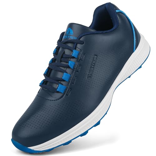 THESTRON Professional Men's Golf Shoes Lighweight Comfortable Spikeless Golf Sport Training Sneakers for Men (14,Blue)