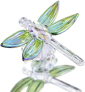 Handmade Crystal Dragonfly Collectible Figurine, Glass Animals Gift Collection, Decorative Paperwight Green