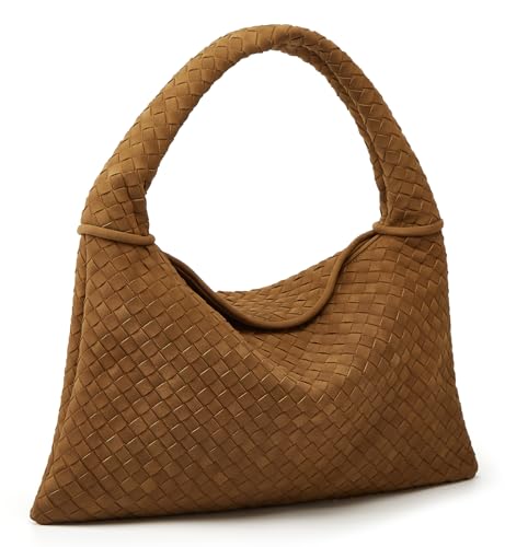 Slouchy Woven Suede Hobo Bags Women Trendy Suede Purse Crossbody Crescent Shoulder Satchel Work Bag Top Handle Tote Handbag4