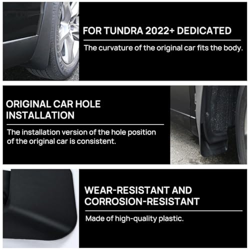 Image of 4PCS Mud Flaps Splash Guards, Front & Rear Tire Wheel Mud Guards All Weather Mudguards Mudflaps with Hardware Kits Accessories for Toyota Tundra 2022 2023