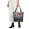 kkvhhyuo Graffiti Hip Hop Print Tote Bag for Women, Ladies Handbags & Shoulder Bags School Work Laptop Bags for College Shopping Travel Gym Beach #1