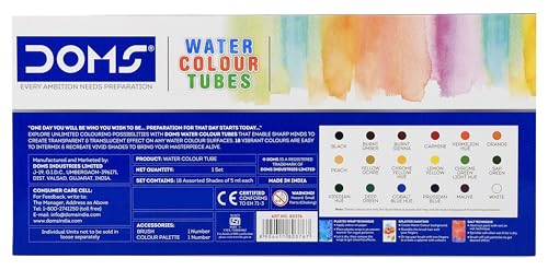 Image of Doms Water Colour Tube | 18 Shades | Deeply Rich and Vibrant Pigment | Quick Drying