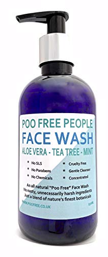 100% Natural - GEL LAVADO CARA - ALOE VERA, ÁRBOL DE TÉ & MENTA - 250 ml - de POO FREE - Sin Sulfatos, Parabenos, Colorantes ni Fragancias Artificiales. Elimina Impurezas, Para Todo Tipo de Pieles.