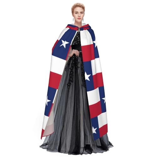 Cape avec imprimé drapeau du Texas médiévale et capuche style Viking