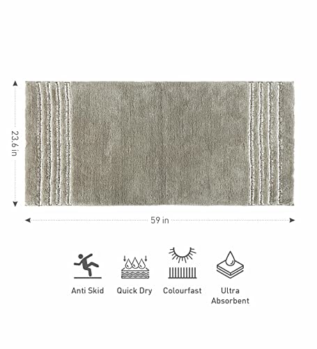 Image of Obsessions Ultra Soft Solid Bath Runner - Premium 1950 GSM Density, Anti-Skid Safety Backing & Superior Absorbency for Quick-Dry Comfort (60x150 cm, Stone)