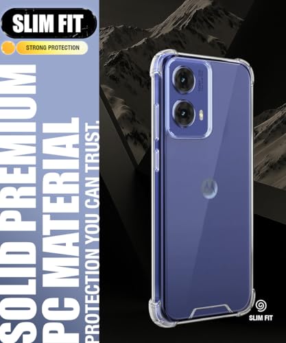Image of WOW IMAGINE Ultra-Hybrid Crystal Clear Back Case for Motorola Moto G85 5G | Shockproof Design | Camera Protection Bump | Hard Clear Mobile Back Cover with Cushioned Edges - Transparent