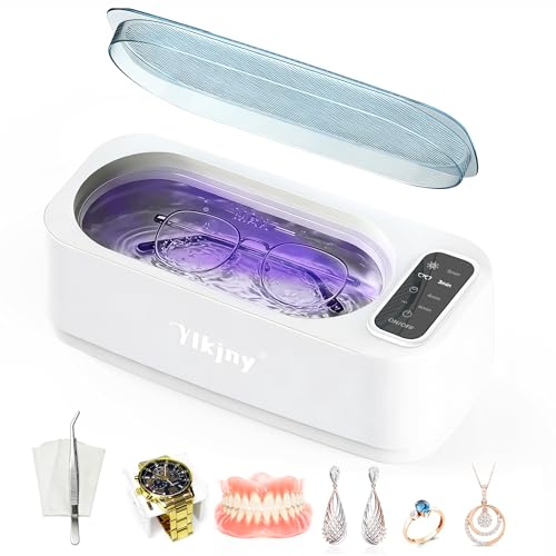 Nettoyeur Ultrasons, 55000Hz Bac a Ultrason, 350ml Ultrasonic Cleaner avec Écran LED, 4 Modes Nettoyeur Ultrason Bijoux avec Lumière UV pour Lunettes,...