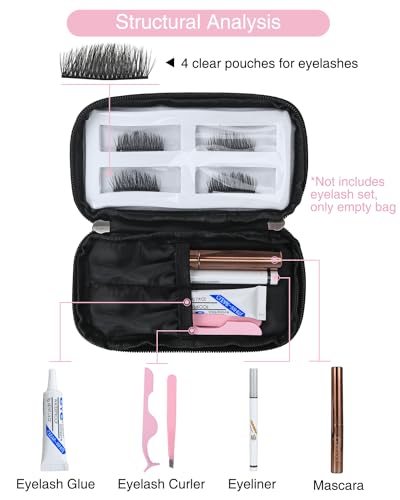 Eyelash Storage Bag Lashes Tool Set Organizer Case False Eyelash Applicator Tool Bag for Travel Small Empty Cosmetic Case Eyelash Holder (black)2
