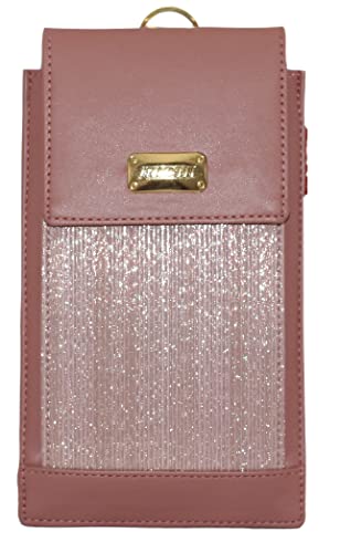 Image of Tickles Fancy Artificial Leather Mobile Case Cover Pouch with Waist Clip for Women Girl Saree (Suitable for Mobile) (Color: Pink Size: 6 Inches and Below)