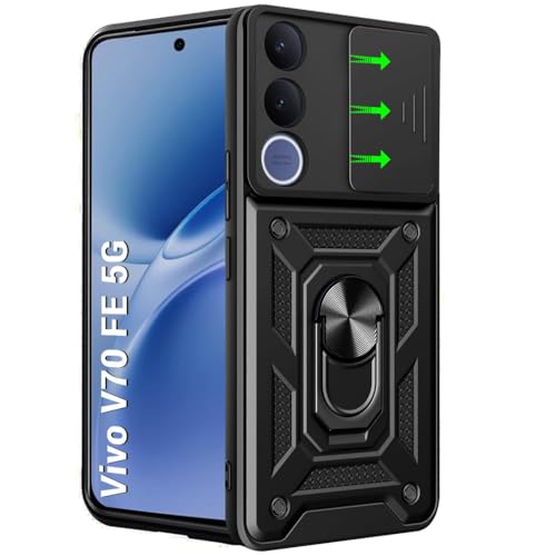 Image of AIBEX Back Cover Compatible for Vivo V70 FE 5G | D10 Tough Armor Case | Sliding Camera Shield | 360 Protection | Kickstand Ring Holder | Military-Grade Bumper Case