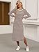 ANRABESS Womens 3/4 Long Sleeve Striped Slit Midi T Shirt Dresses with Pockets 2025 Dressy Casual Fall Fashion Travel Outfits Brown White Stripe XL