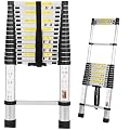 BOWEITI Telescoping Ladder,16.5FT Aluminum Lightweight Extension Ladder with Non-Slip Feet and 2 Triangle Stabilizers, for RV, Household, Outdoor, 330lbs Capacity (5.0m)