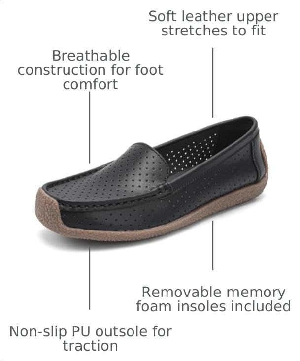 Image of Women's Comfortable & Lightweight Leather Loafers Slip-Ons Driving Walking Mocs Boat Shoes Cute Business Casual Dress Shoes Work Flats for Women
