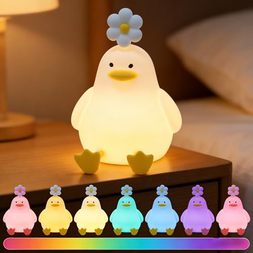 Lámpara de noche de pato con 7 colores y USB recargable