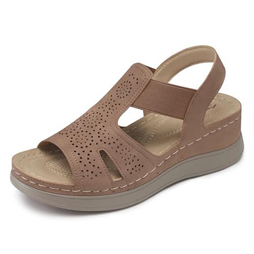 Image of SHIBEVER Wedge Sandals Women Comfortable: Sandals for Women 2026 Dressy Summer Ankle Strap Open Toe Low Heel Platform Wedges Shoes