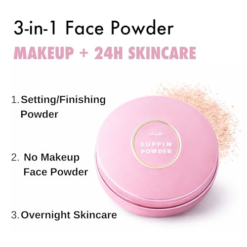 Image of Club Suppin Translucent Pressed Powder Foundation & Overnight Skincare, Makeup Setting Powder & Face Finish POWDER with Shea Butter, Amino Acids& Aloe Extract by Japanese Skincare PINK PLUSH, 2EA