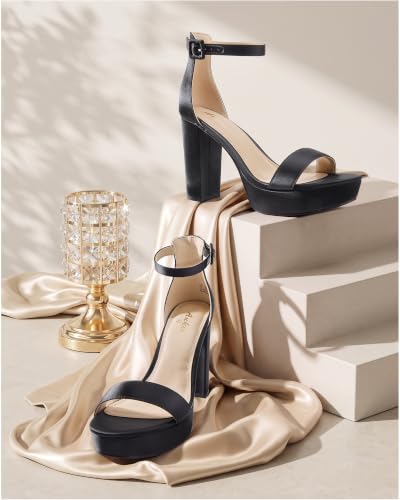 Image of Ankis Chunky Platform Heels 4 Inch Block Heeled Sandals for Women
