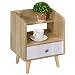 Produktbild HOMCOM Nachttisch mit Schublade und Regal, Erhöhter Nachtschrank, Schlafzimmer Nachtkommode, Massivholz 37 x 30 x 48 cm
