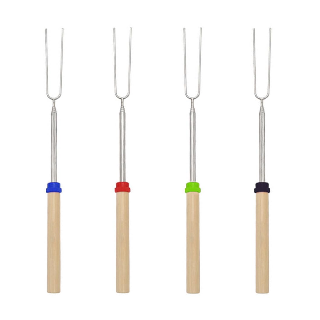 WeddHuis 4 Pezzi Spiedini da Grill Telescopici per Marshmallow, Bastoncini da Arrosto, Forchette da Campeggio, Spiedini da Fuoco in Acciaio Inox (Estensibili 31-81cm)