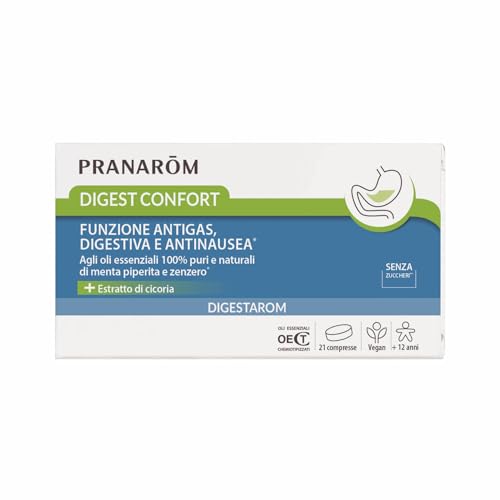 PRANAROM - Digestarom - Digest Comfort - Comfort digestivo - Olio essenziale di menta piperita e zenzero 100% puro e naturale - Estratto naturale di cicoria - Vegan - 21 compresse