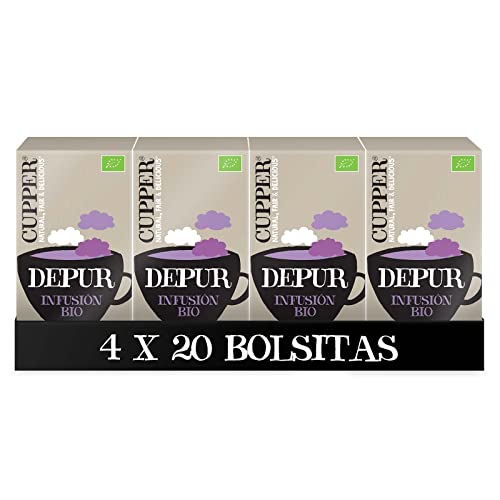 Copper Bolsitas de Infusiones Ecológicas Depur - Propiedades Depurativas y Diuréticas - Contiene Hibisco, Ortiga y Raíz de Regaliz - Apto para Vegano, 20 Unidad ( Paquete de 4) Cover