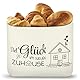 Stoff Brotkorb mit Aufdruck, Geschenk zum Einzug, Einzugsgeschenke Haus, Brötchenkorb aus Stoff, Praktische Brotkörbchen, Wohnungseinweihung Geschenkidee (Viel Glück im neuen Zuhause)