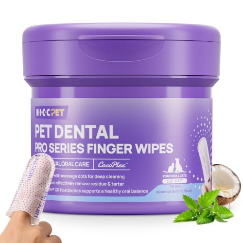 HICC PET Pro Finger Wipes for Dogs & Cats, Mint...