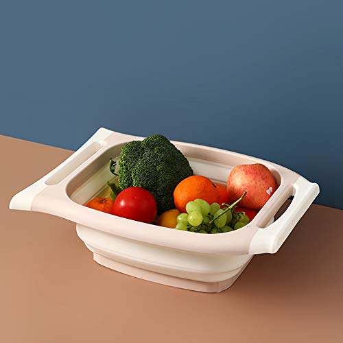 Multifunctionele snijplank, inklapbare groentefruitzeefjes wasbak emmer mand, hakken & snijplank voor kamperen, picknick… - Image 4