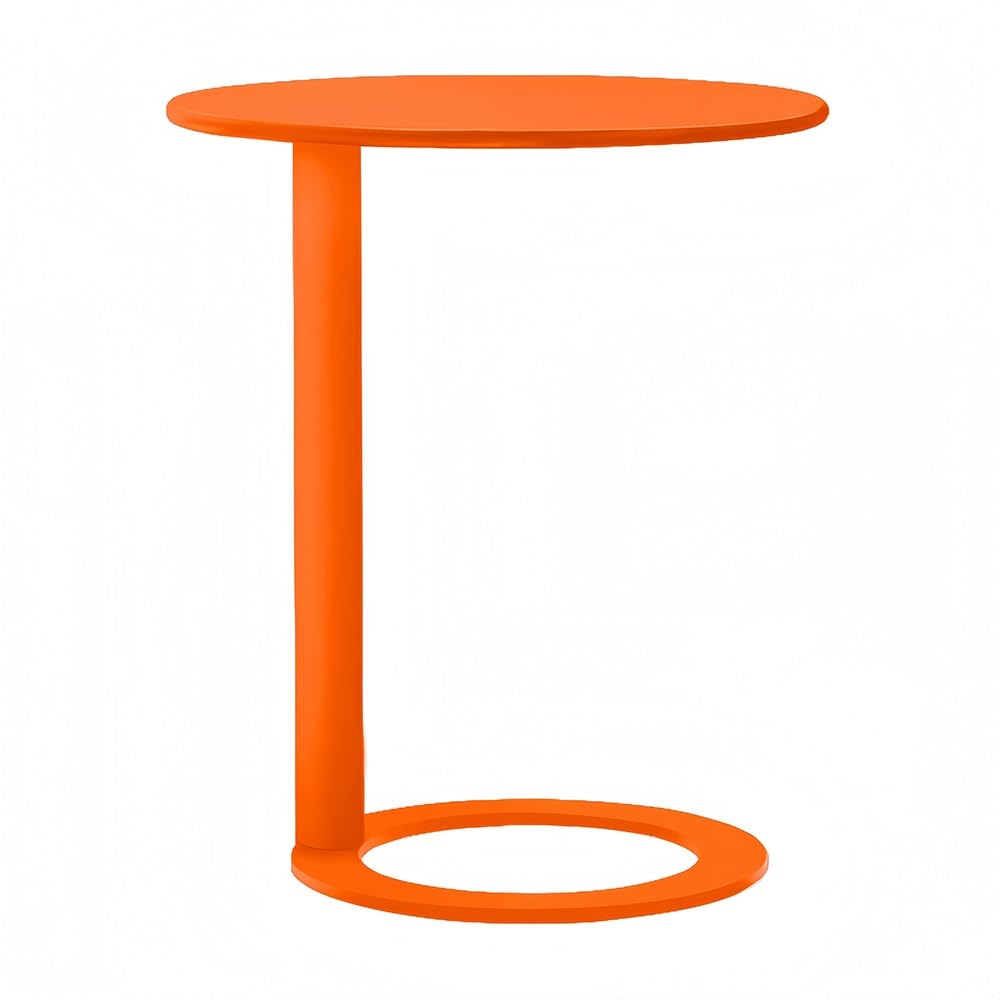 C-Shaped Round Side Table for Living Room, Bedroom, and Office - Metal Coffee and Bedside Table (Orange, 18.9 * 18.9 * 27.2in)