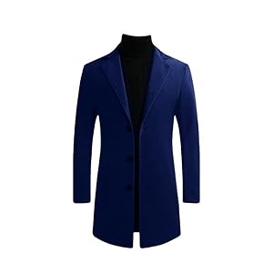 Manteau en laine pour homme, trench-coat épais mi-long, décontracté, en mélange de laine, pour homme, veste matelassée d'hiver à simple boutonnage, long manteau à pois, pardessus, vêtements