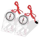 2 Unidad Brujulas de Orientacion Brújula de Navegación Transparente Portátil Brújula para Supervivencia Exploradora para Scouts Senderismo Actividades al Aire Libre con Declinación Ajustable y Cordón