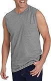 Wihion Men's Sleeveless Gym Tank Tops with Pocket Workout Bodybuilding Muscle T Shirts Grey