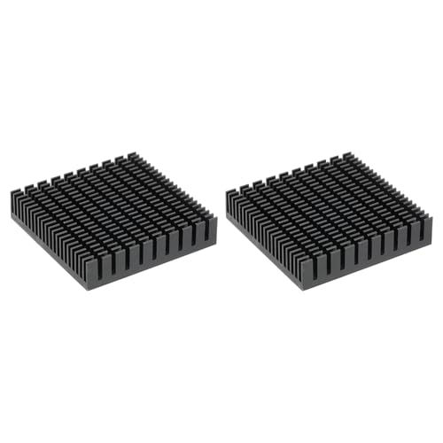 PATIKIL Heatsink 50x50x11mm, 2 Pcs Aluminum Cooler Radiator Heat Sink with Thermal Blue Sticker for Raspberry Pi Chip CPU Power Transistor FET IC Power Amplifier, Black