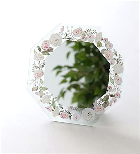 鏡 八角ミラー 壁掛け おしゃれ 卓上 壁掛けミラー ウォールミラー スタンド 八角形 かわいい 八角ミラー フレンチローズ