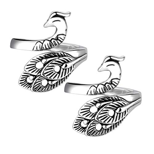 MA87 Verstellbare Strickschlaufe Häkelschlaufe Strickzubehör Pfauenform Ring Fingerdekoration Adjustable Knitting Loop Crochet Loop Knitting Accessories Knitting Ring Adjust (2) Cover