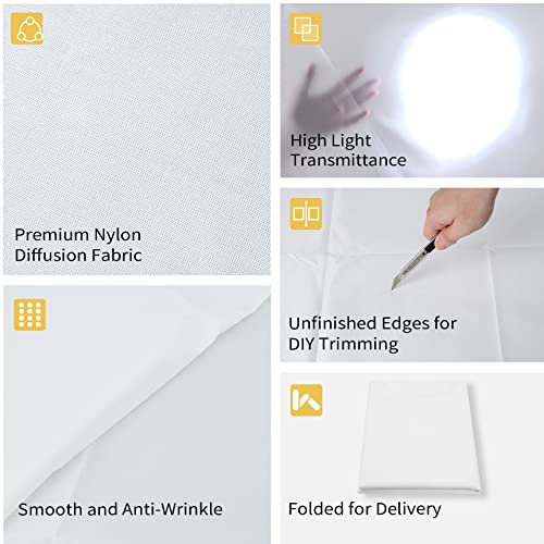 Selens 1 Yard x 67 Inch / 1M x 1.7M Diffusion Fabric, Nylon Silk White Seamless Light Modifier for Photography Lighting, Softbox and Light Tents by Selens - Image 3