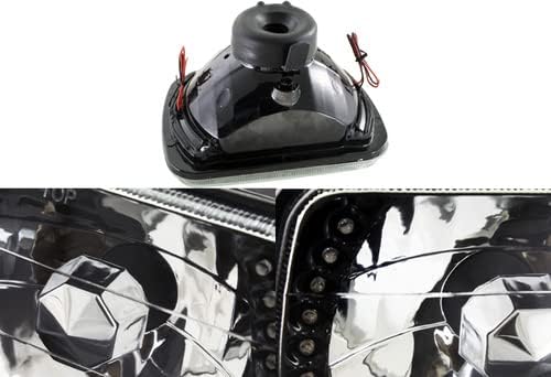 H6014 H6052 H6054 Replacement 7"X6" Black Housing Clear Lens Sealed Beam Chrome Reflector White LED Headlight 2PCS