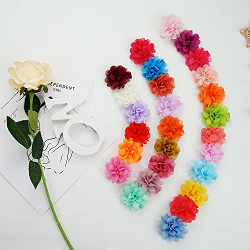 40 Colors Chiffon Flower Hair Bows For Girls,Fully Lined Hair Barrettes Hair Accessories For Girls,Mini 2.5 Inches Flower Hair Clips For Toddlers Infants Kids Children Teens #TOP5